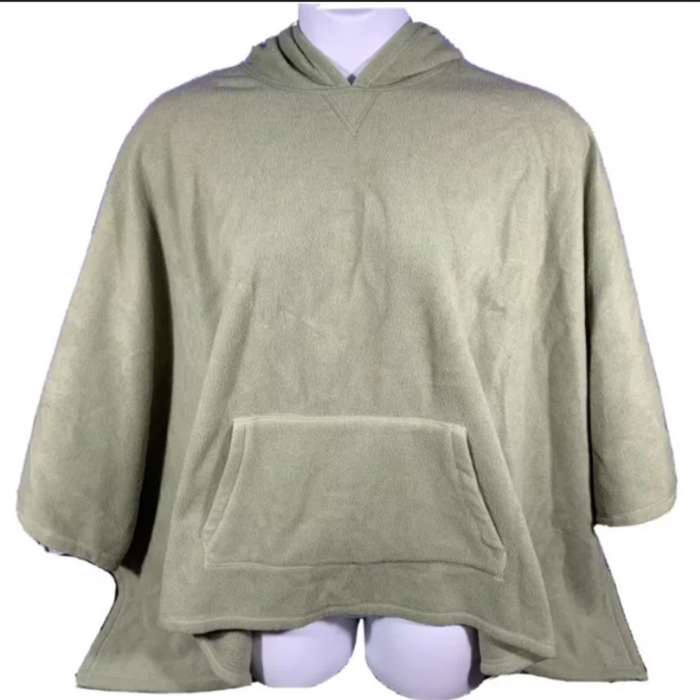Denim & Co Hooded Fleece Poncho Cape Plus One Size